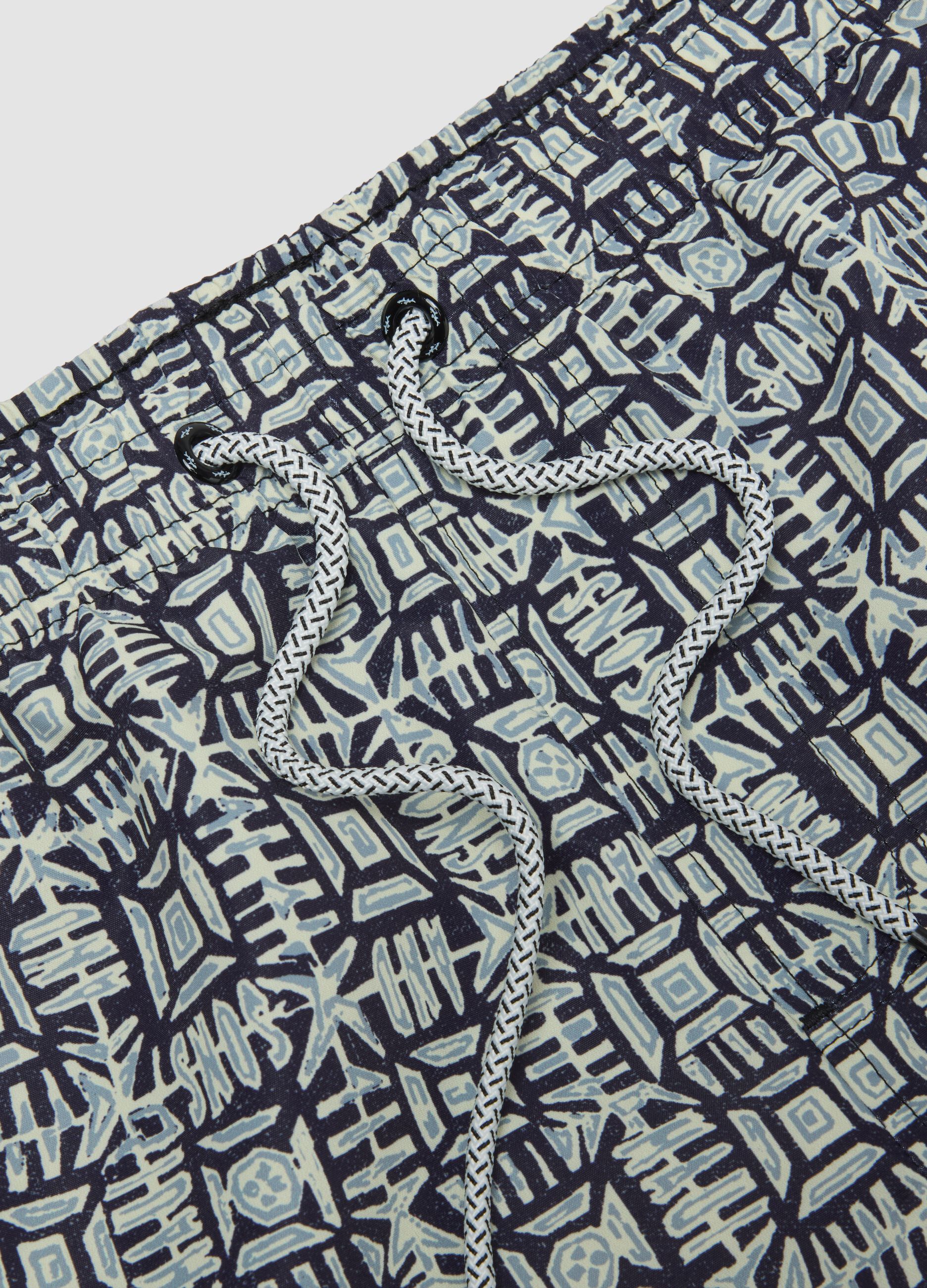 Multicolour geometric print swim shorts