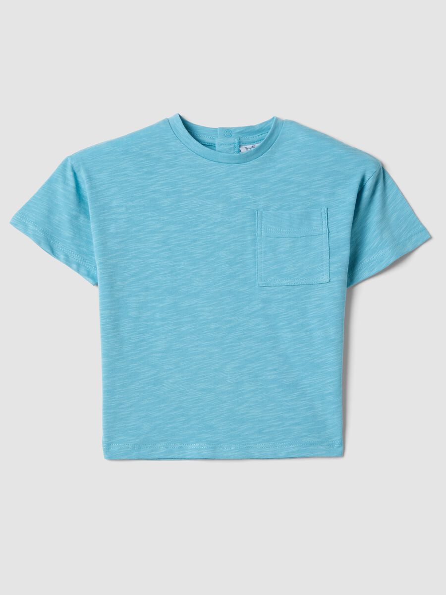 Light blue pure cotton children's t-shirt regular fit with pocket_0