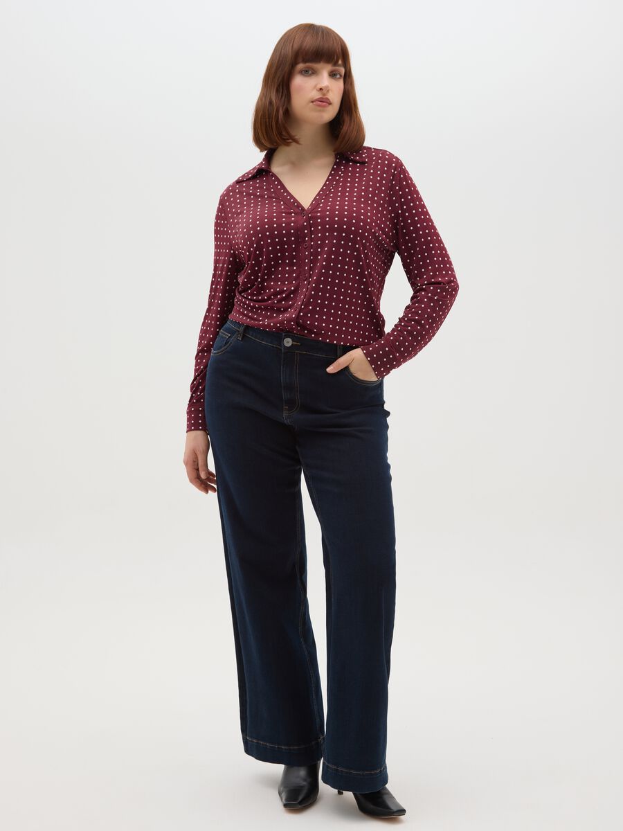 Burgundy Long Sleeve T-Shirt with Collar_1