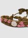 Gr&uuml;nes Armband mit bestickten Blumen und Quasten_1