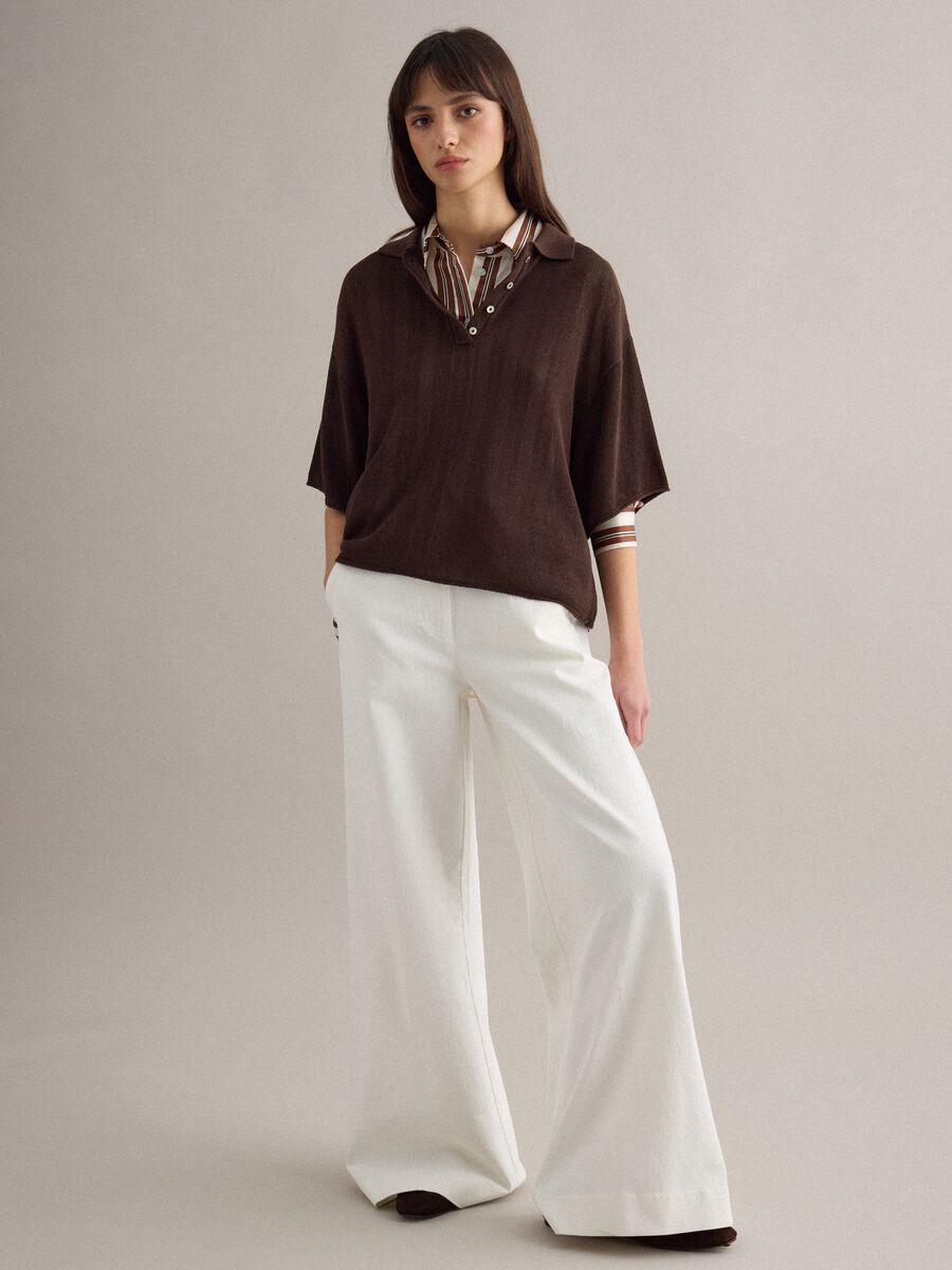 Brown regular fit polo with elbow-length sleeves_2