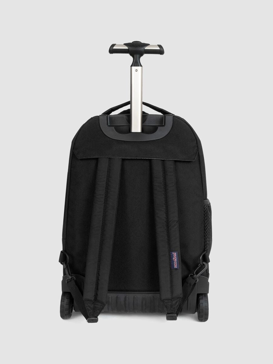 Zaino trolley nero con ruote e tasche zip_1