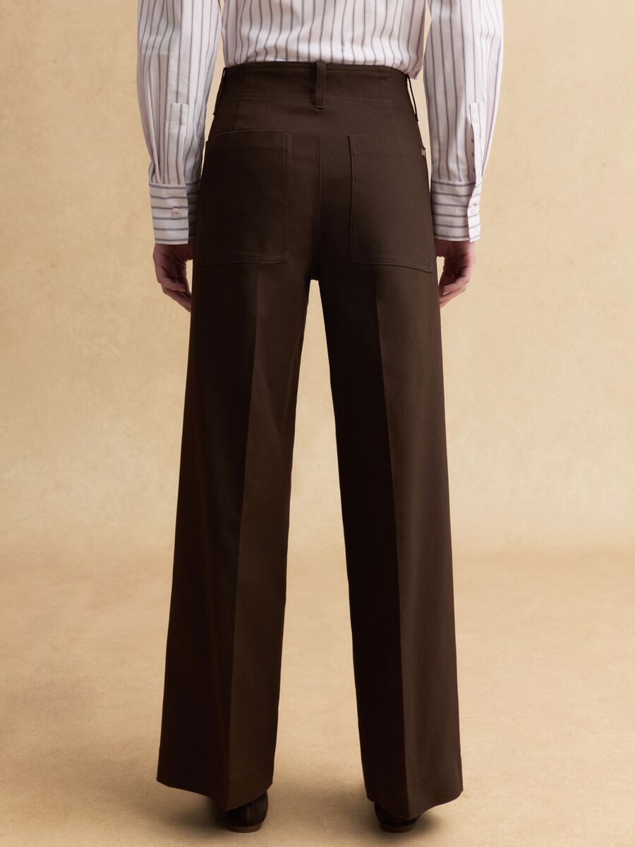 Braune Regular Fit gerade geschnittene Baumwollmix-Hose_2