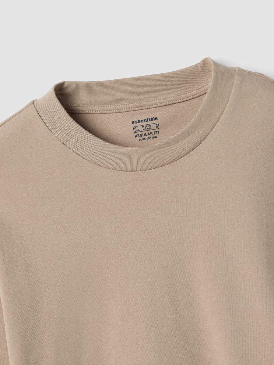 T-shirt beige in puro cotone girocollo regular fit_1