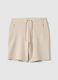 Beige regular fit stretch cotton blend bermuda shorts_4