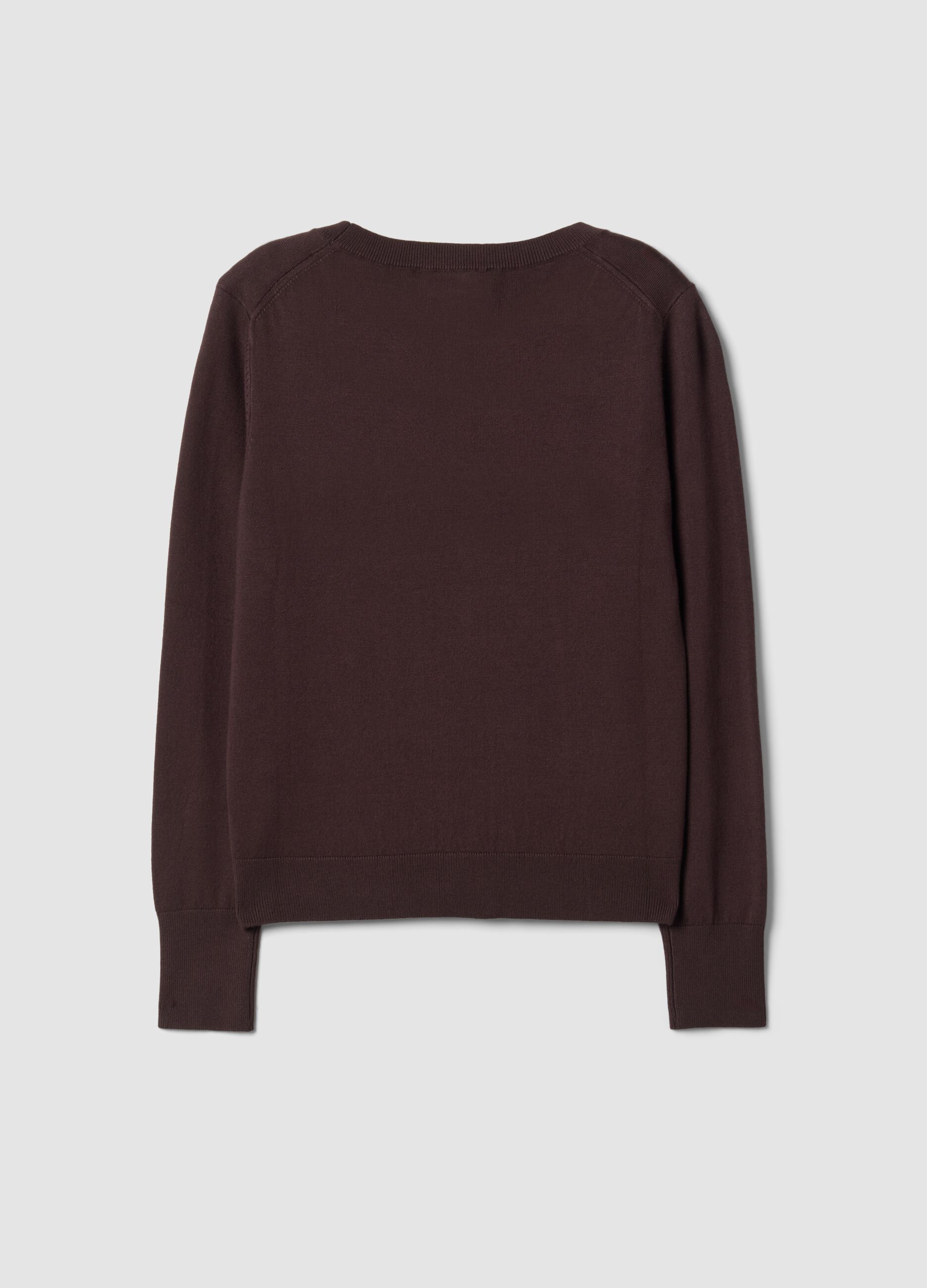 Maglia marrone in misto viscosa girocollo
