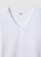 White pure cotton V-neck regular fit T-shirt_5