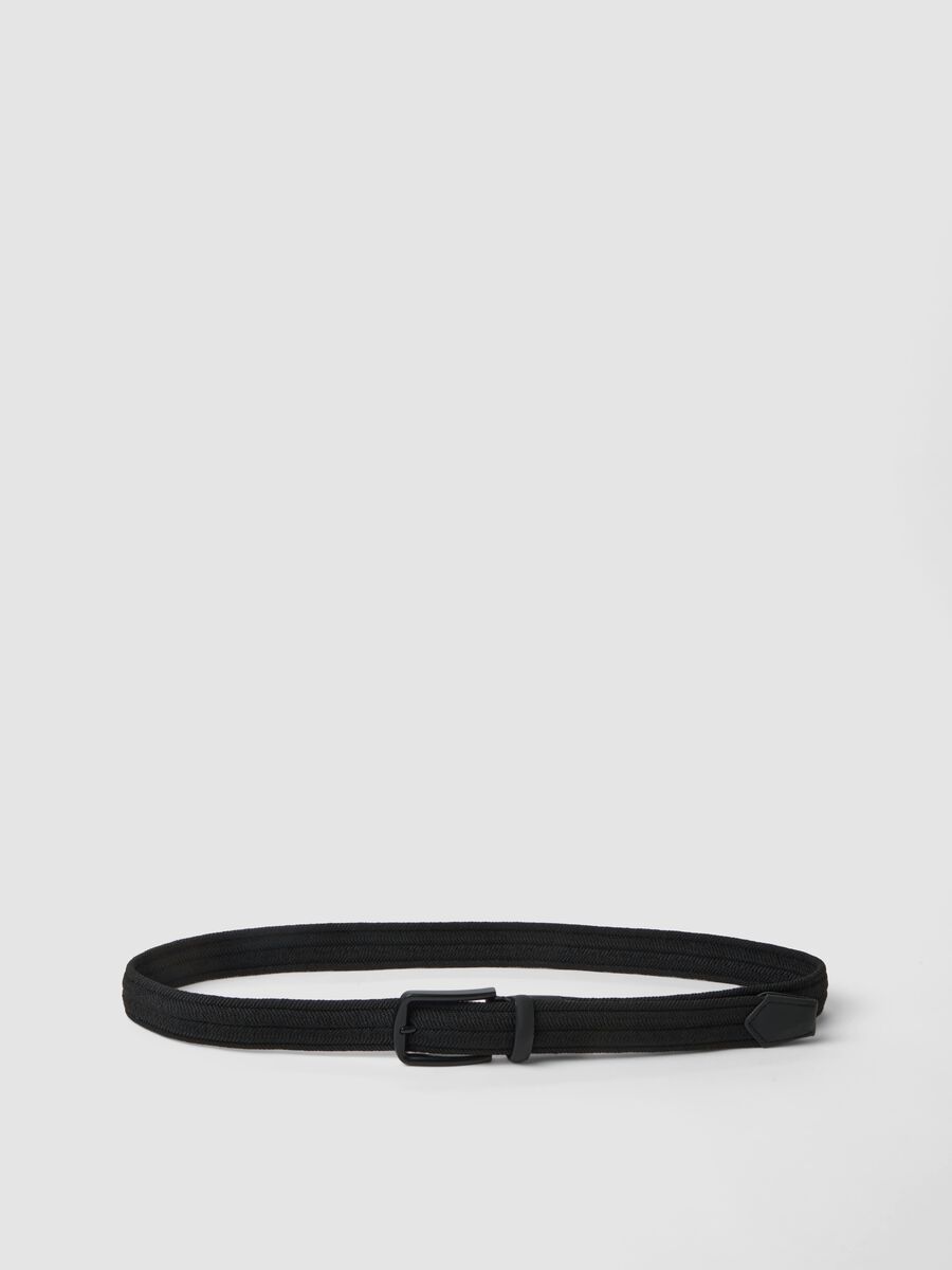 Braided black belt with matte buckle_0