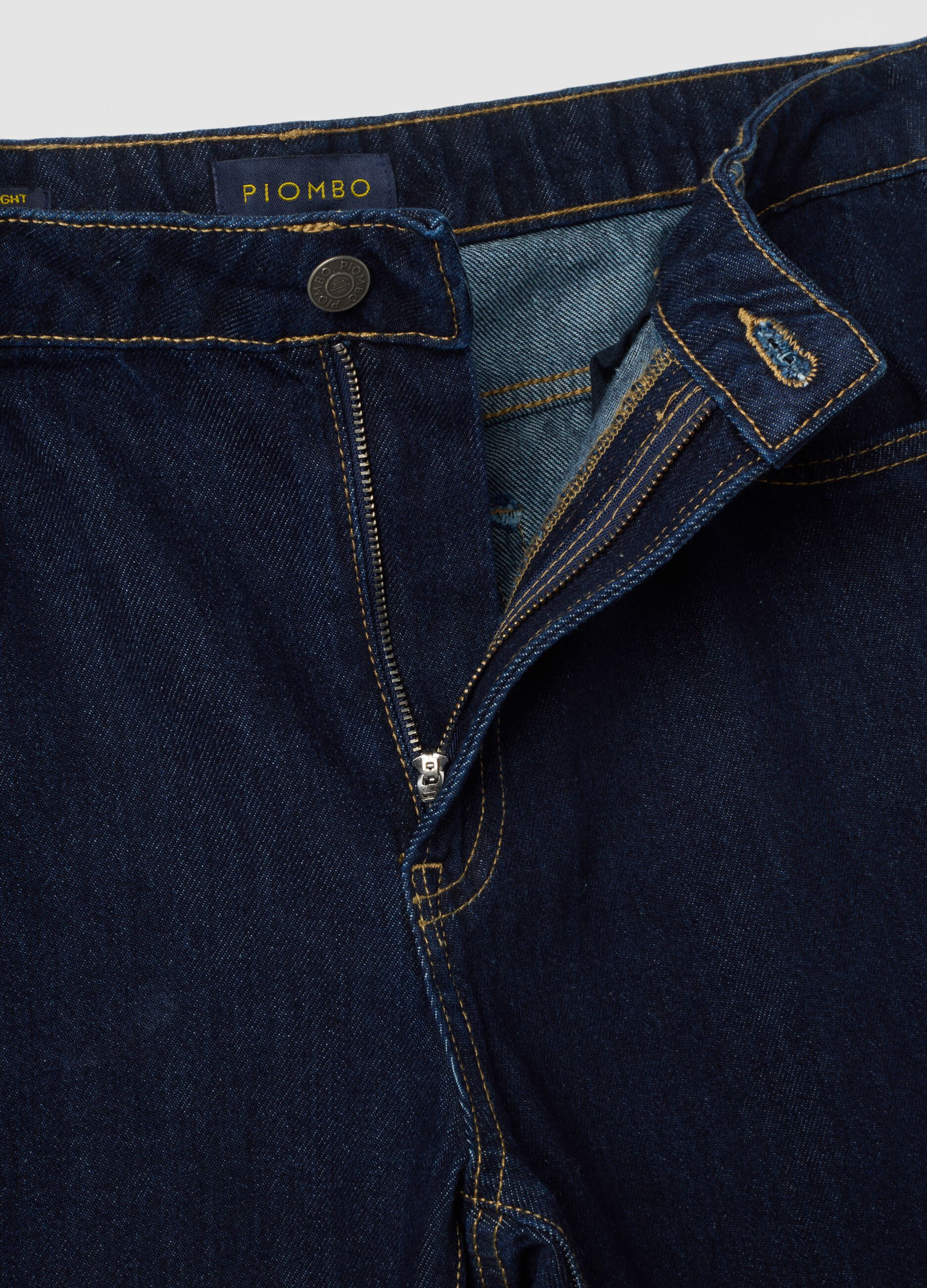 Blue pure cotton straight-fit jeans