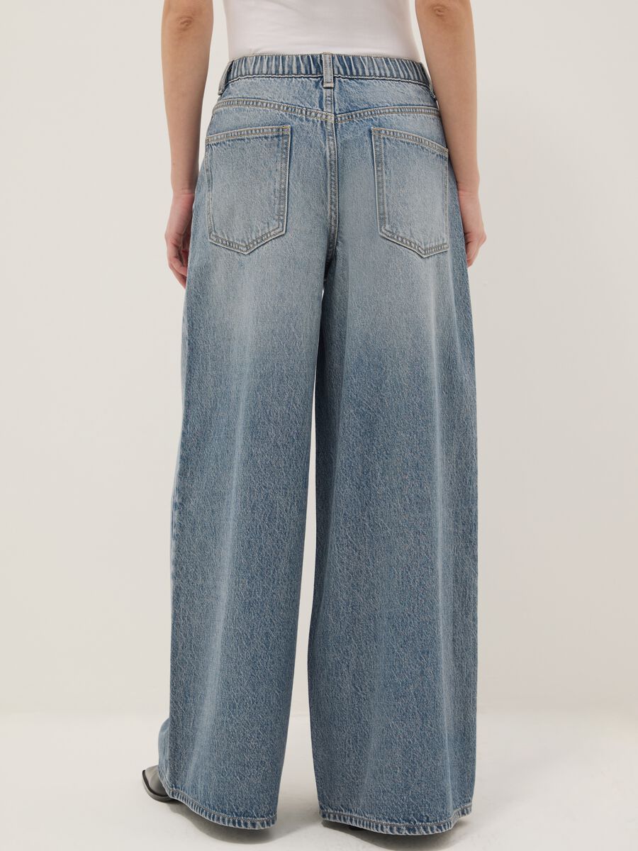 Pure Cotton Blue Wide Leg Denim Jeans_3