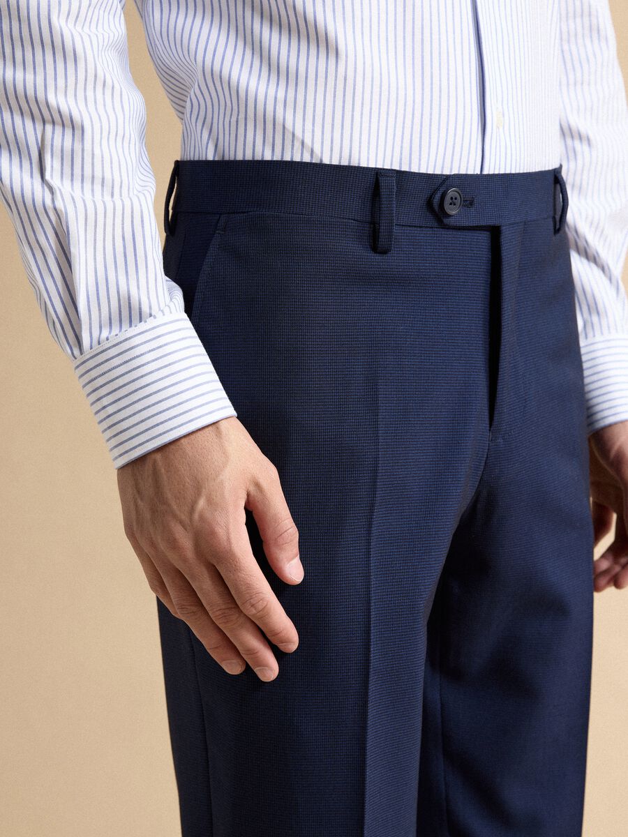Blue slim-fit stretch formal trousers_2