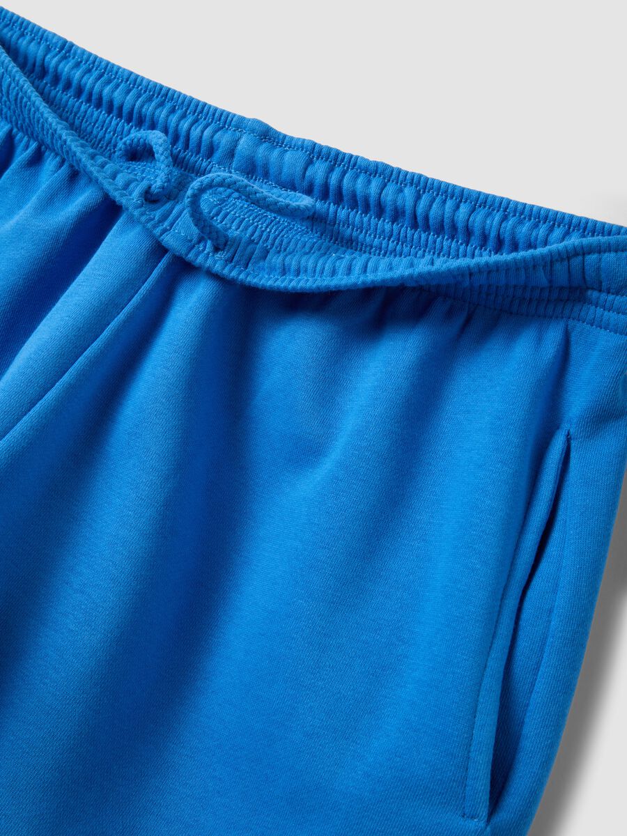 Blue cotton-blend shorts with elasticated waist_1
