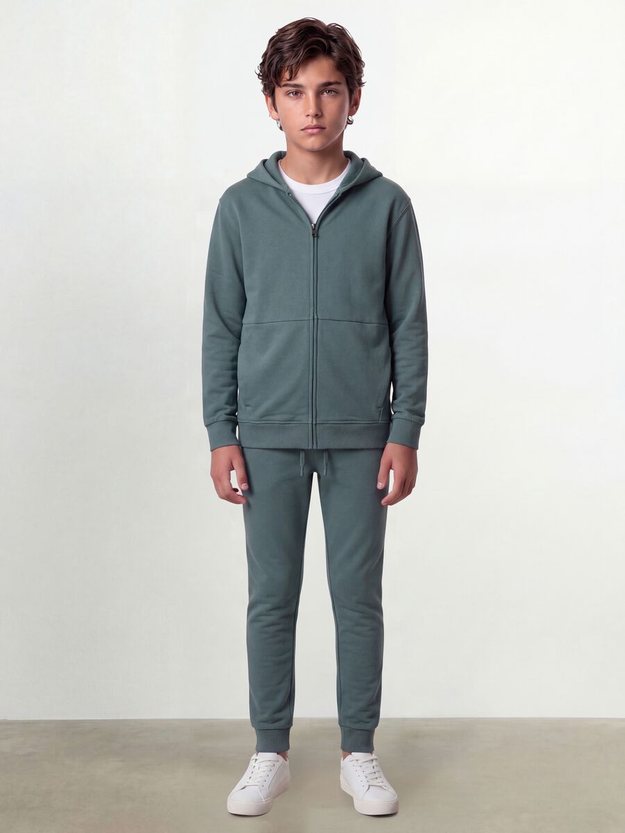 Green organic cotton zip-up hoodie for boys, relaxed fit_1