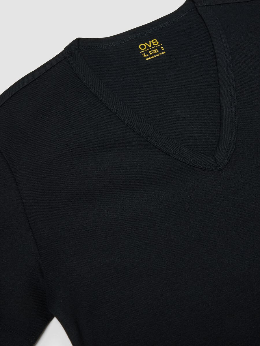 2-pack of black organic cotton T-shirts with deep V-neck_1