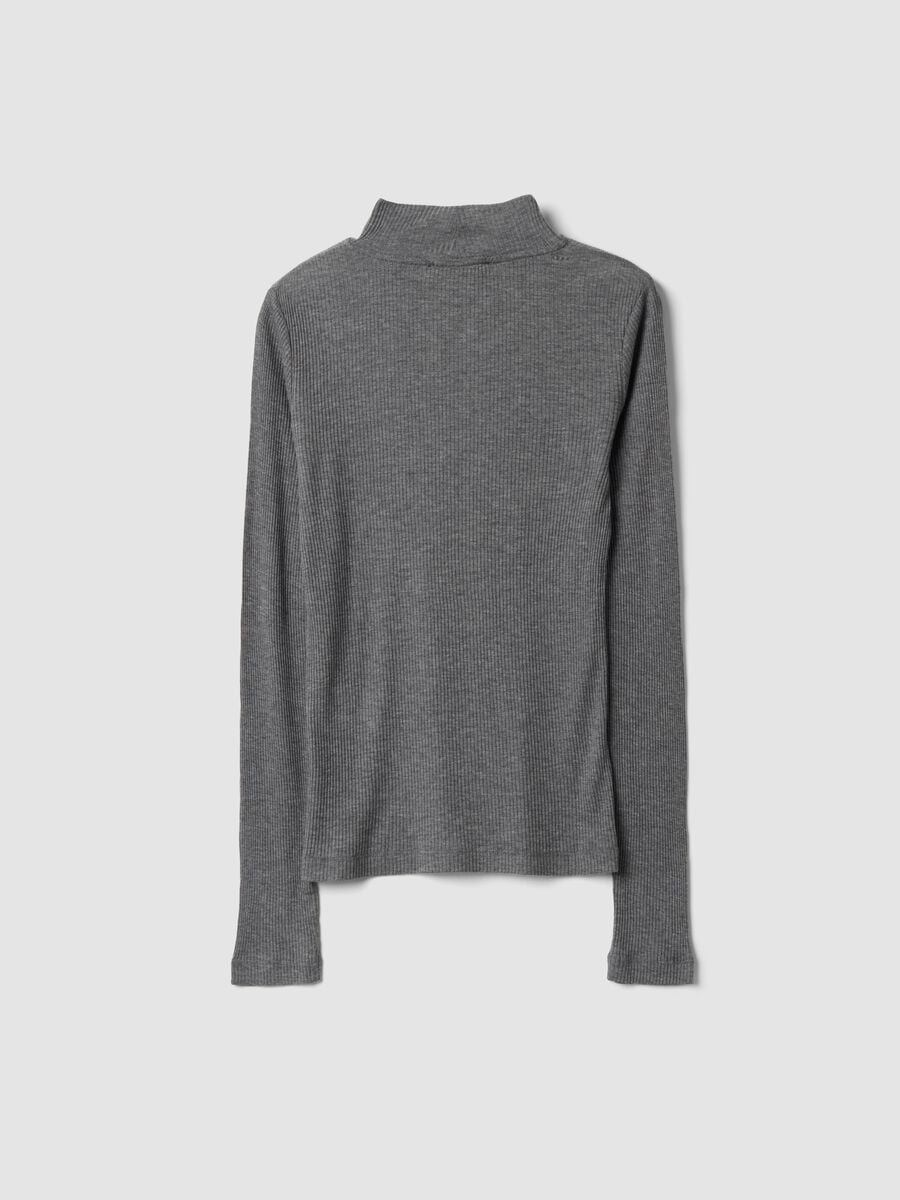 Grey ribbed lyocell and wool blend T-shirt, regular fit_2