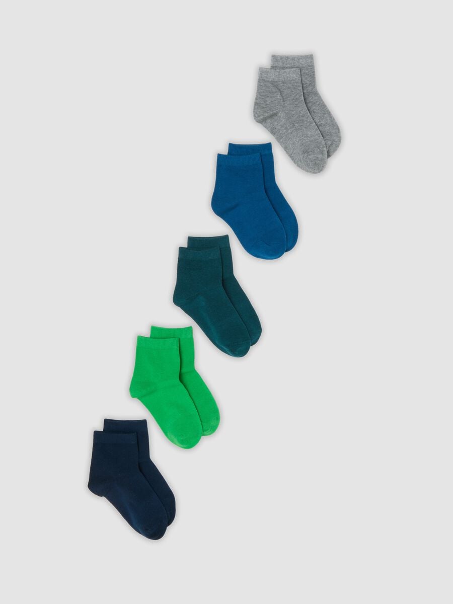 Pack of five multicolour short socks in stretch organic cotton_0
