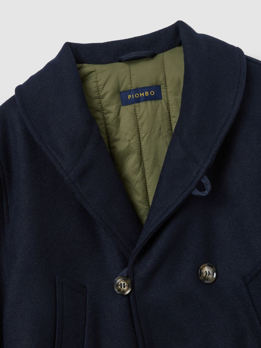 Blue regular fit parka jacket with zip_5