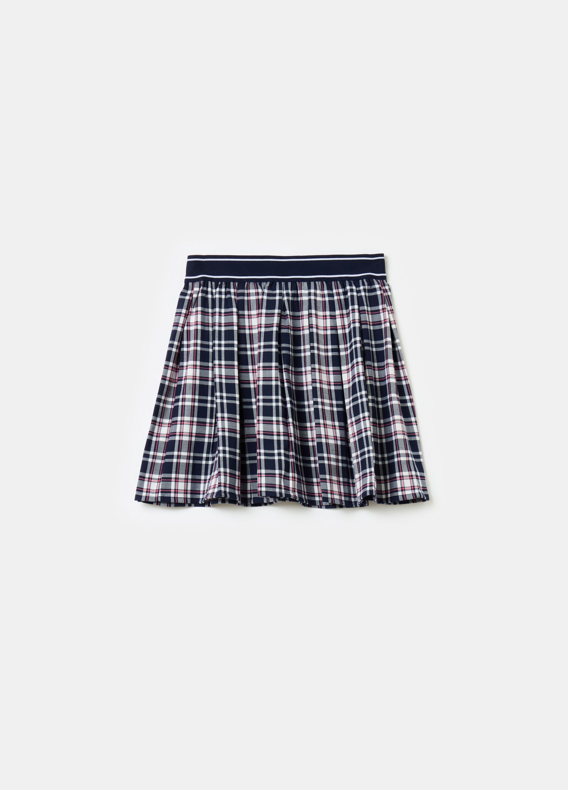 Check mini skirt with pleats