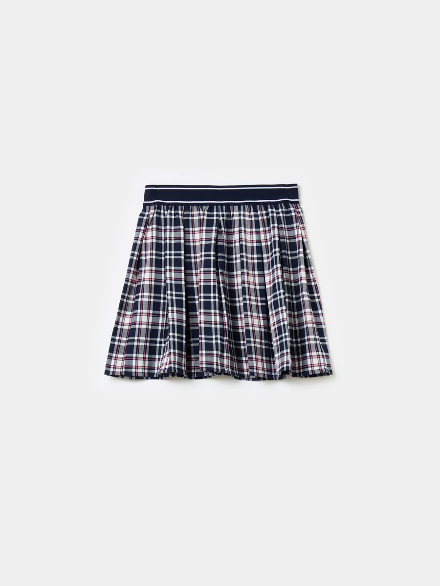 Check mini skirt with pleats_1