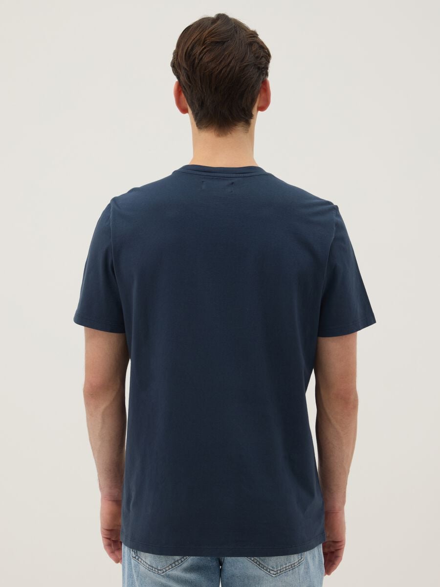 Blue regular fit crew-neck pure cotton T-shirt_2