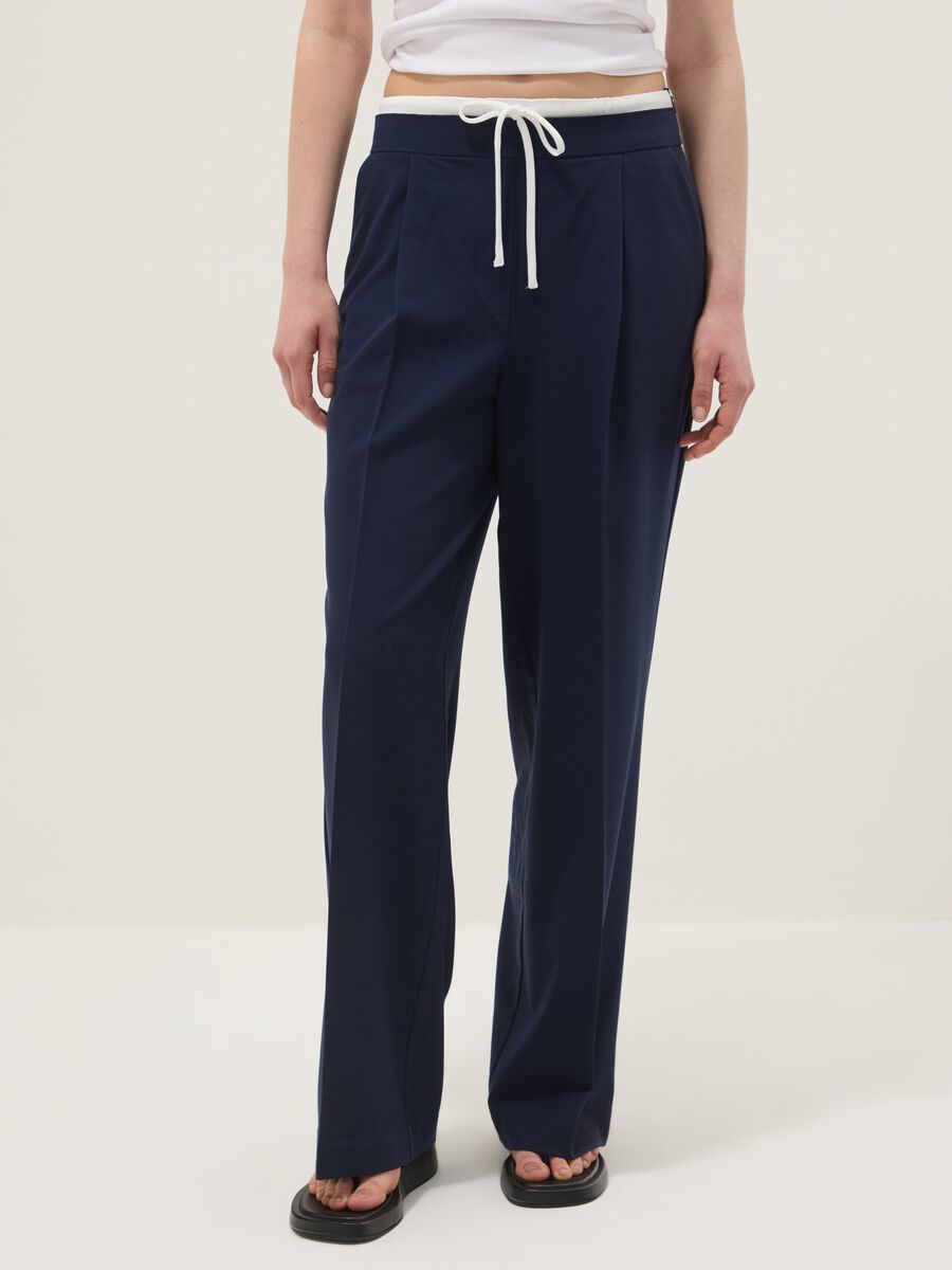 Blue regular fit jogger trousers with elasticated waist_1