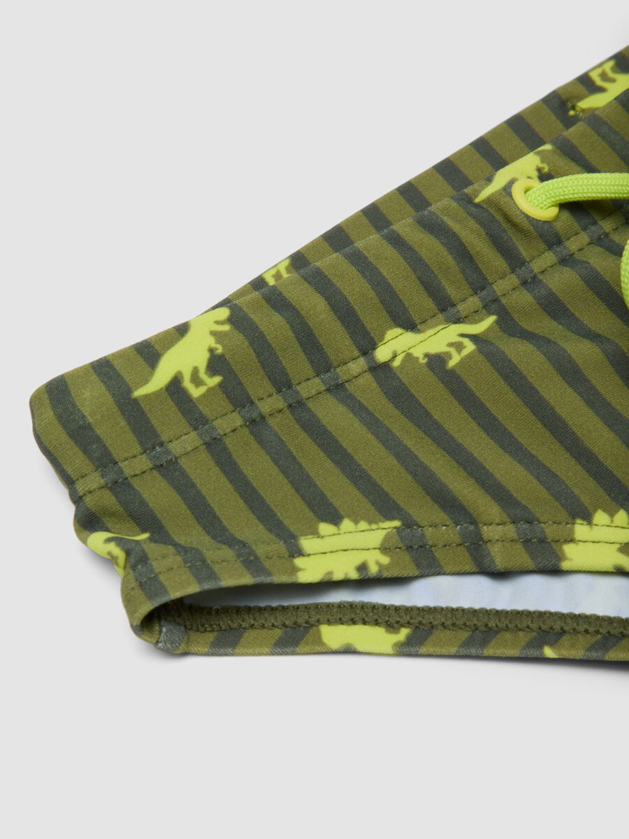 Gr&uuml;ne Stretch-Badehose mit Dino-Print_3