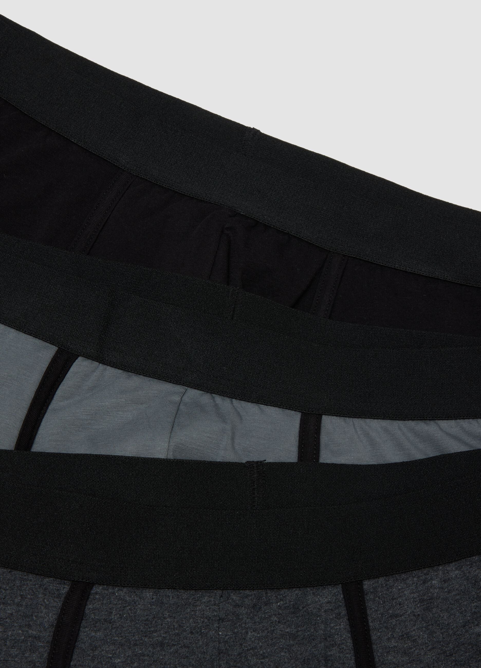 3er-Pack graue Midi-Boxershorts aus elastischer Bio-Baumwolle