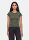Gr&uuml;nes, figurbetontes T-Shirt aus geripptem Stretch-Baumwollstoff mit Nieten_0