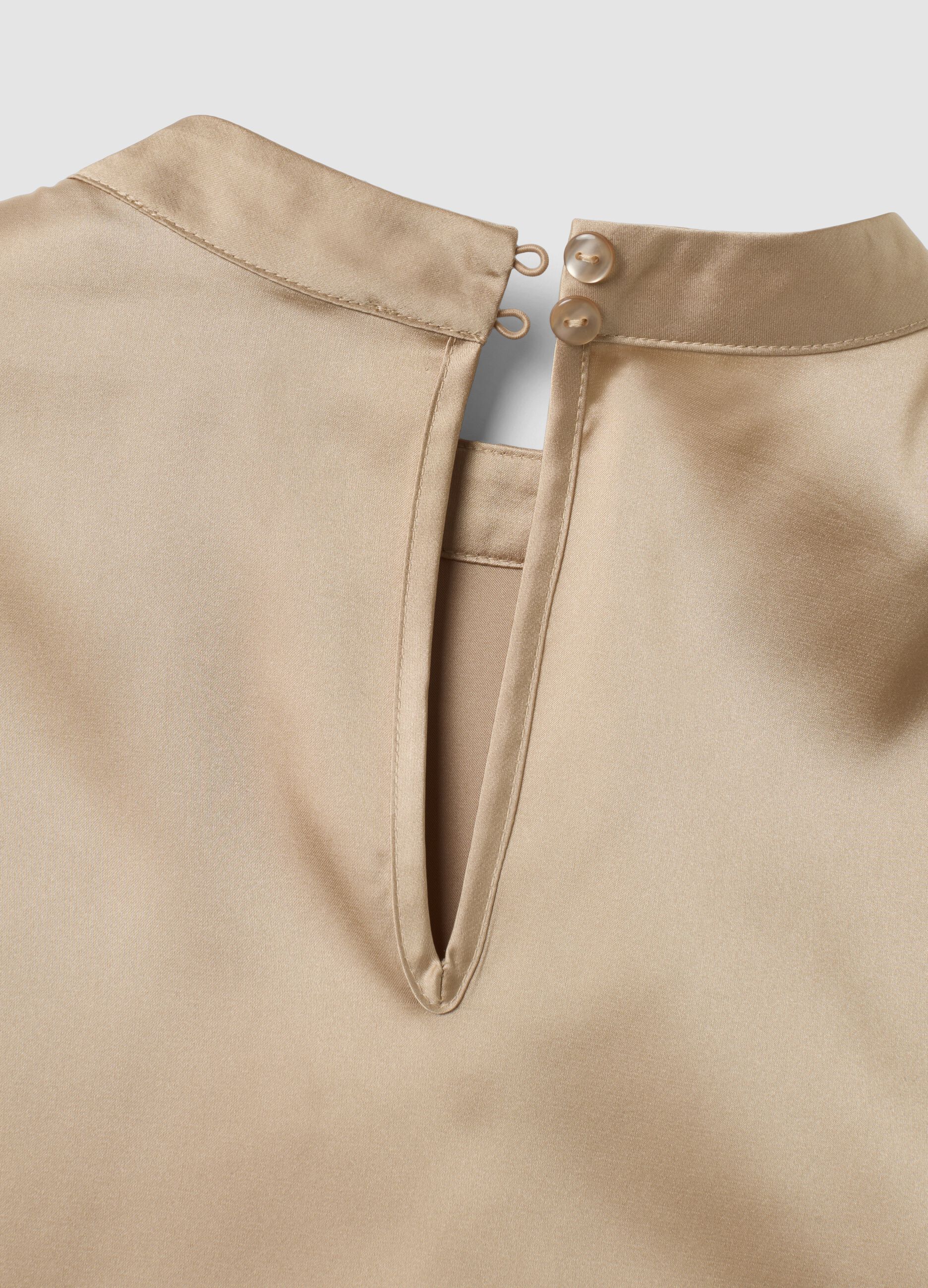Beige stretch fabric high-neck top