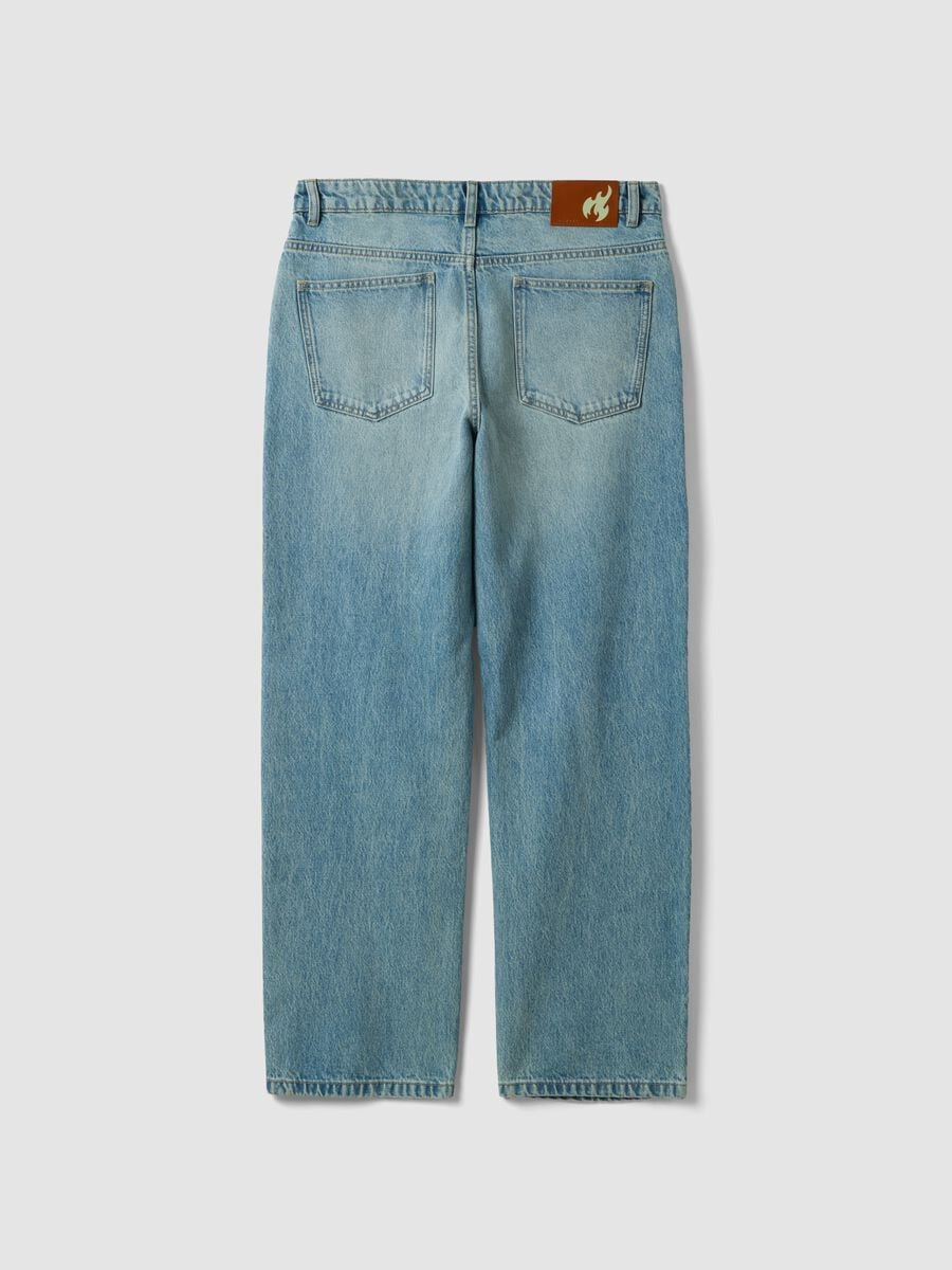 Jeans blu chiaro in puro cotone loose fit_2