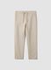 Beige regular-fit stretch cotton trousers_0