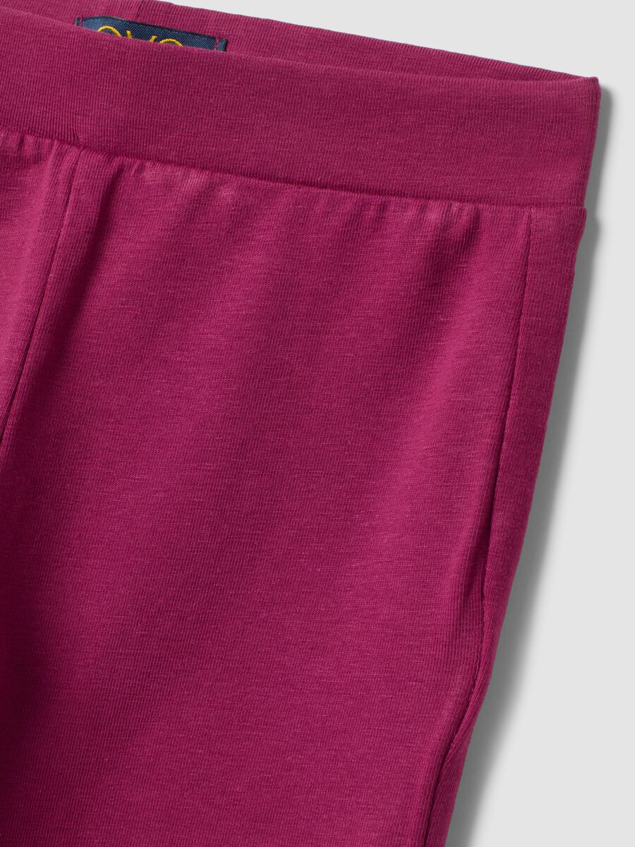 Purple stretch cotton flared leggings for girls_2