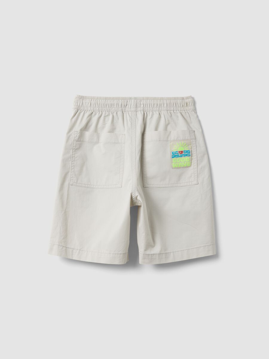 Beige pure cotton shorts with elasticated waistband_1