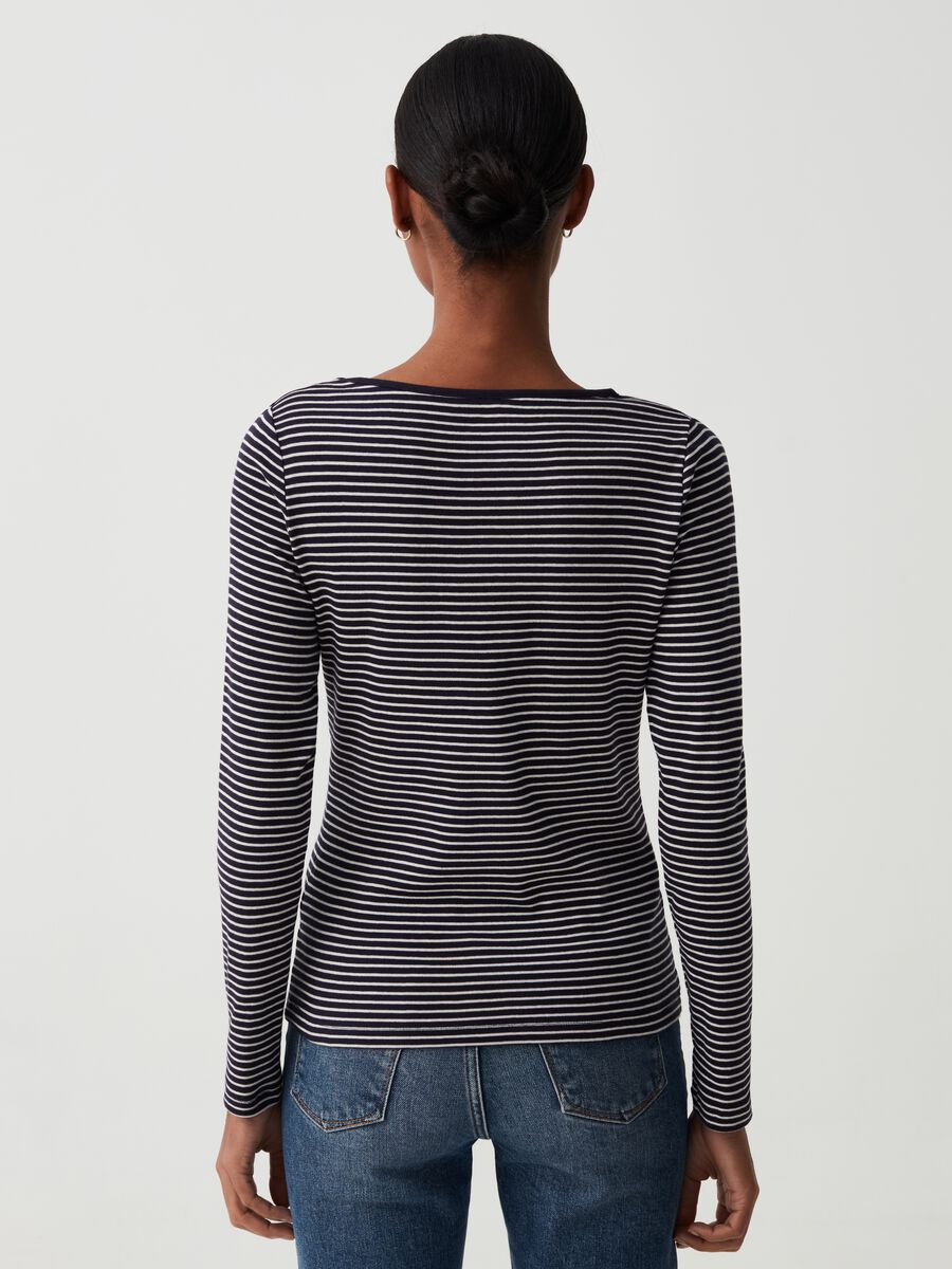 Slim striped T-shirt with boat neck_2