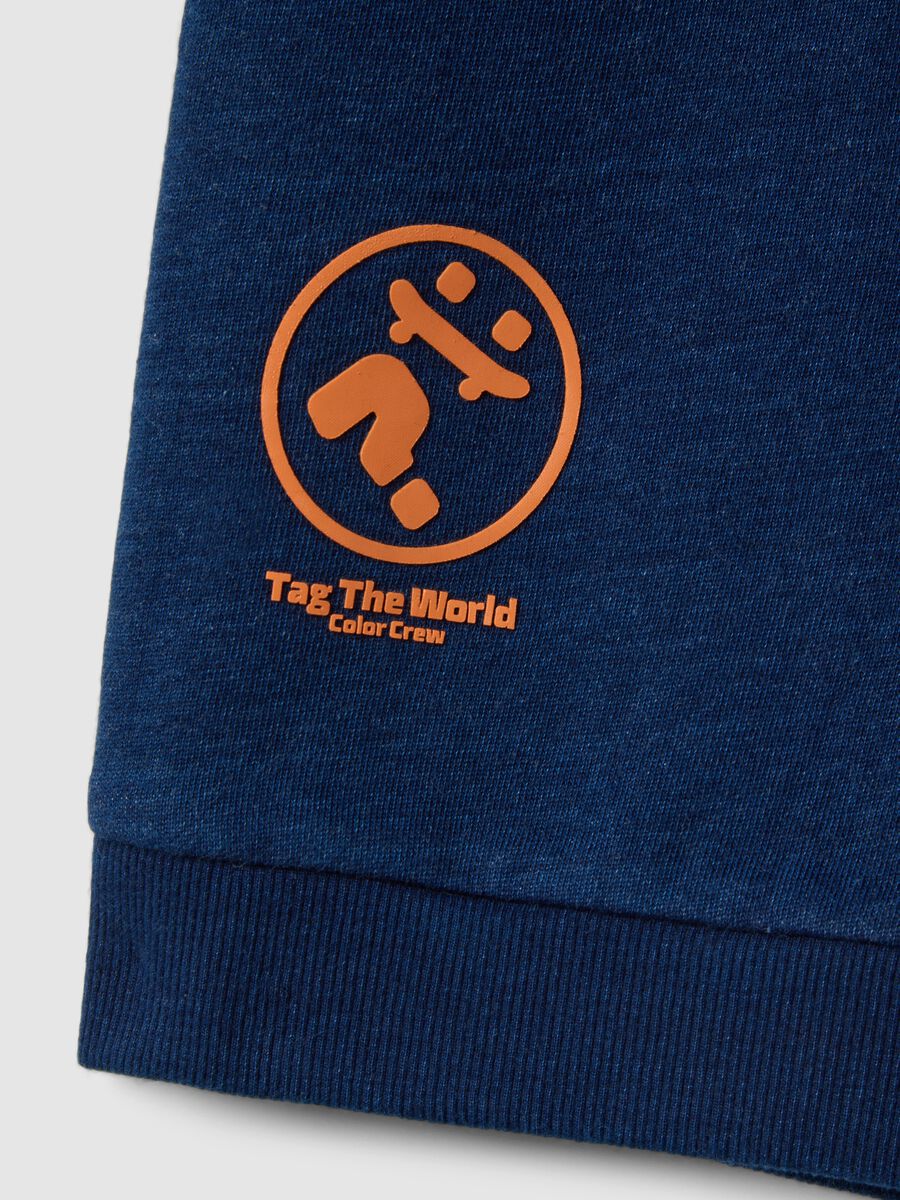 Kids' Oversized Fit Blue Cotton Blend T-shirt_2