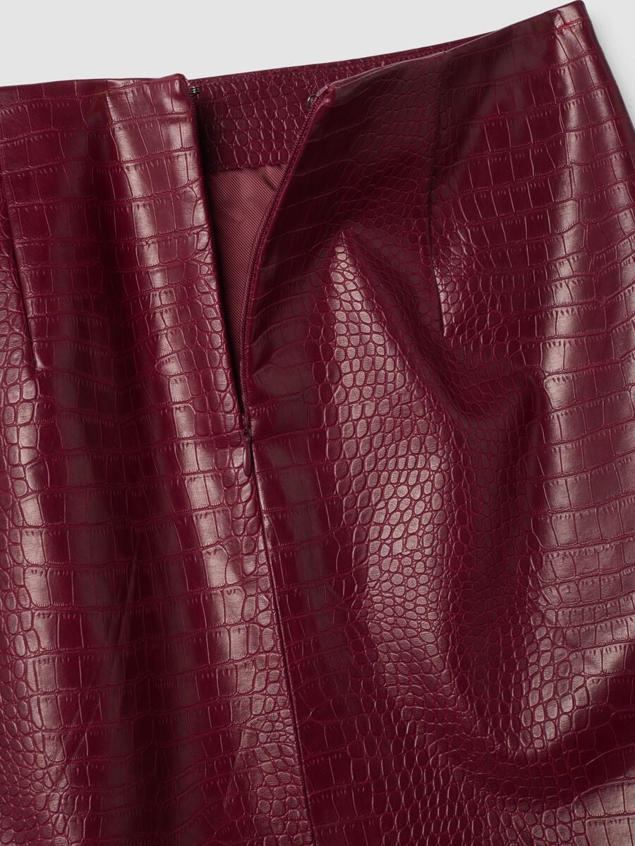 Roter Midirock aus reiner Viskose mit gepr&auml;gtem Print_5
