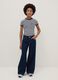 Girls' blue denim wide leg jeans in pure cotton_0