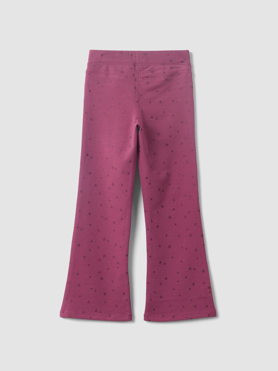 Lila Flare-Hose aus Stretch-Baumwolle mit Sternchenmuster f&uuml;r M&auml;dchen_1