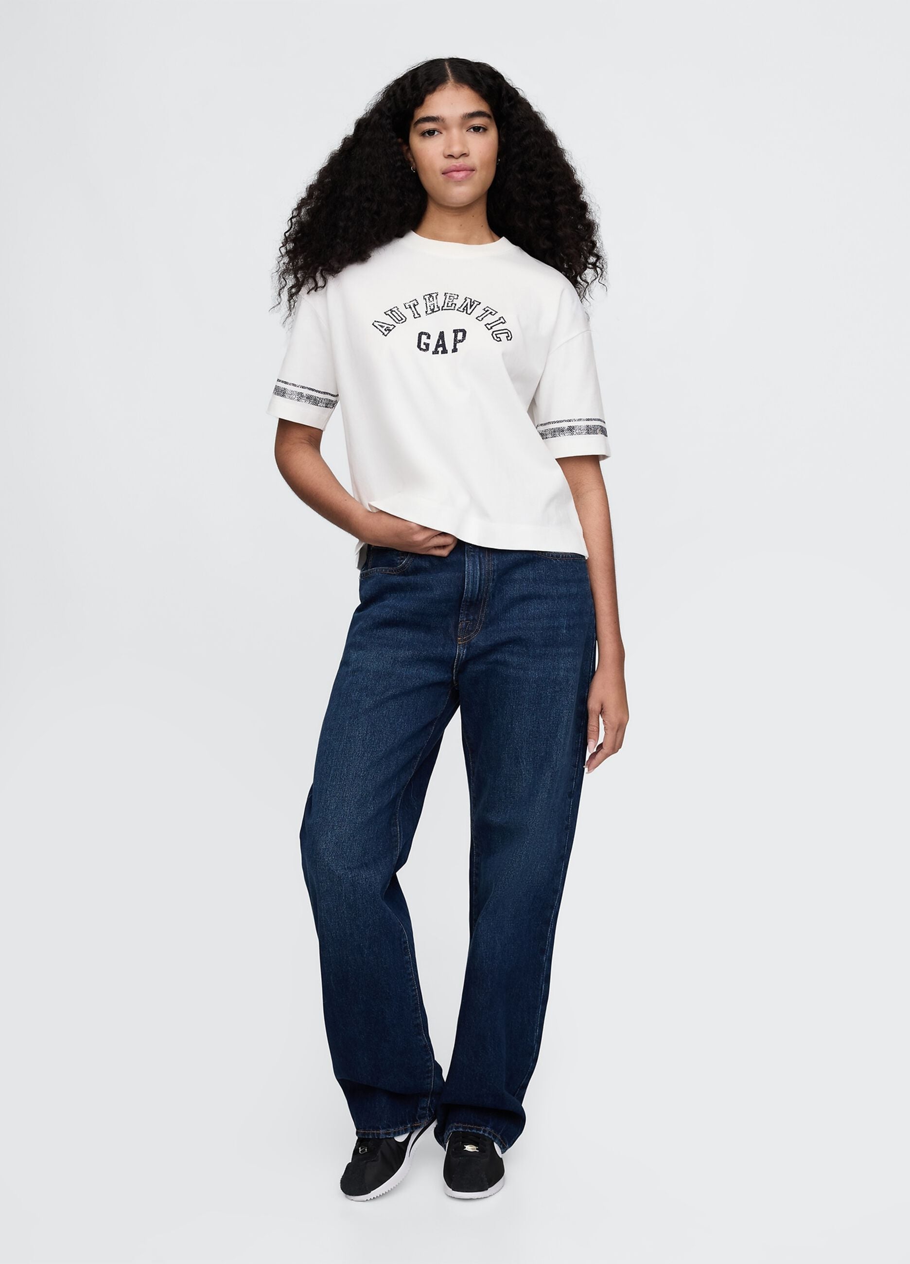 White cotton cropped T-shirt from Gap