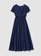 Long blue pure-viscose dress with wrap V-neck, regular fit_0
