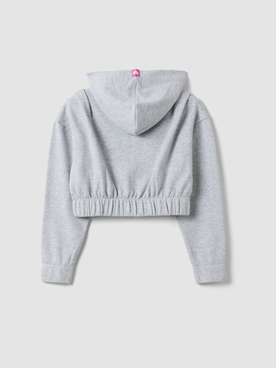 Kurzer grauer Hoodie aus Baumwollmix f&uuml;r M&auml;dchen_1