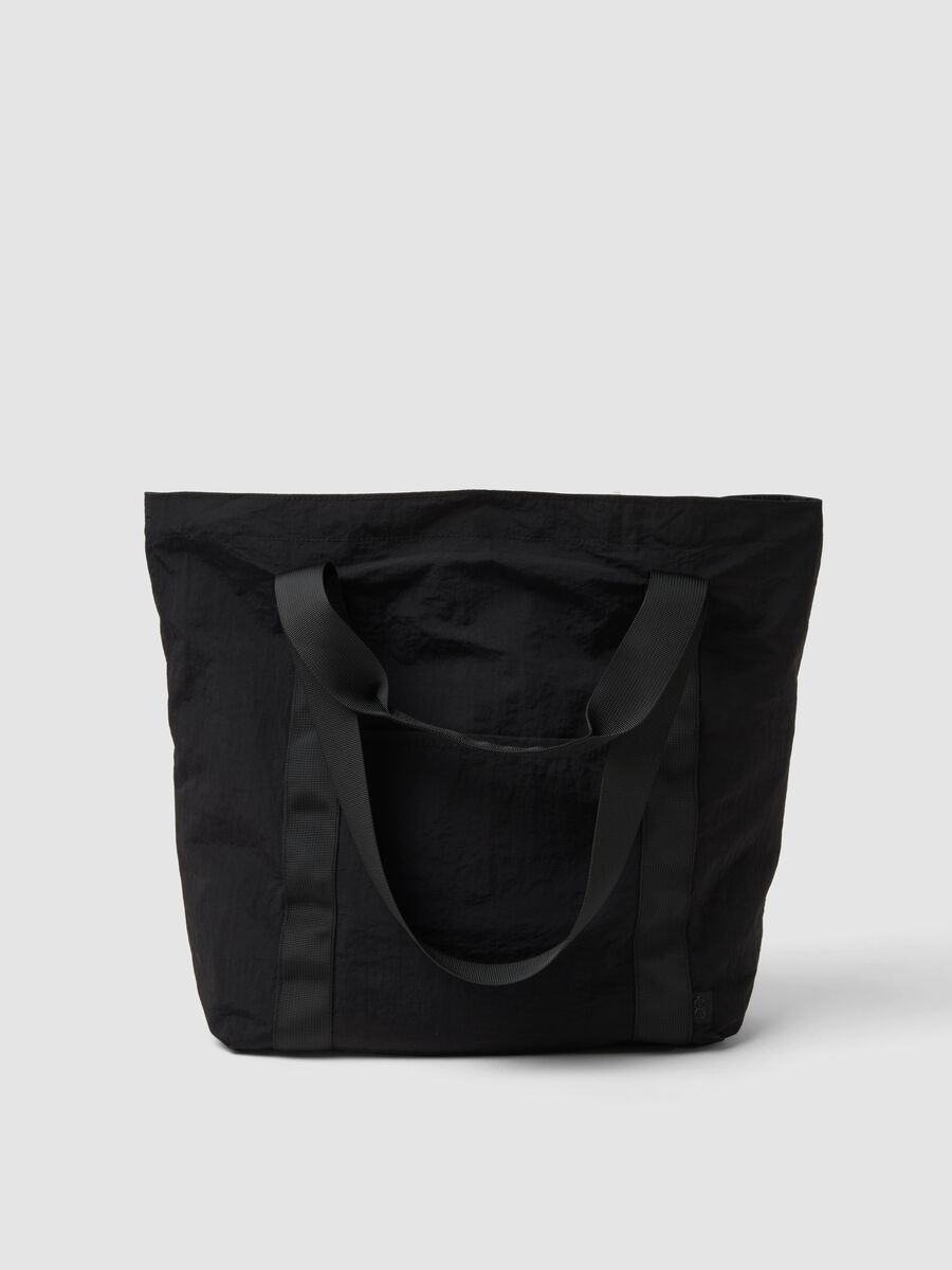 Black foldable shopper bag with double handles_0