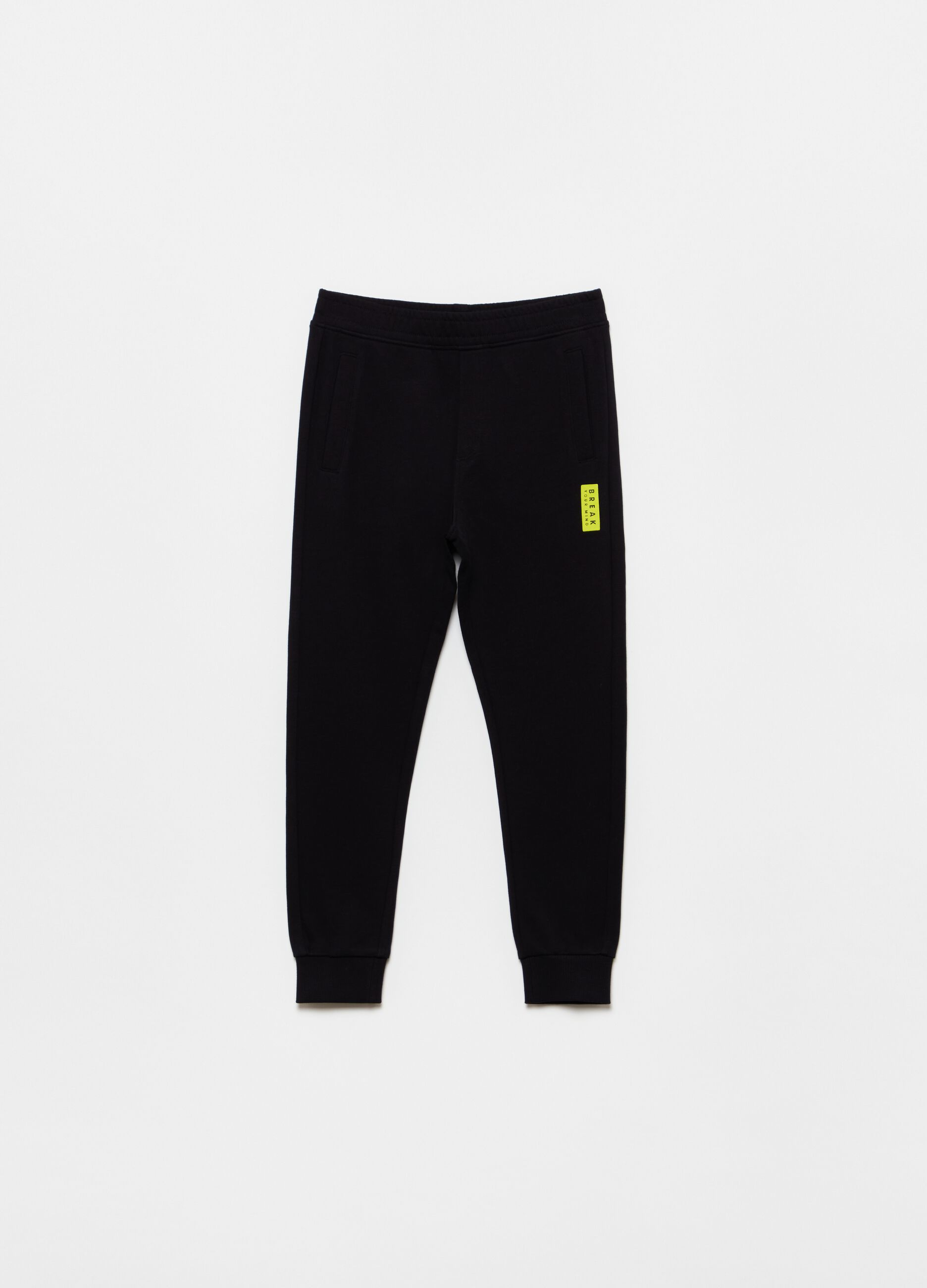 Fleece joggers with print and pockets