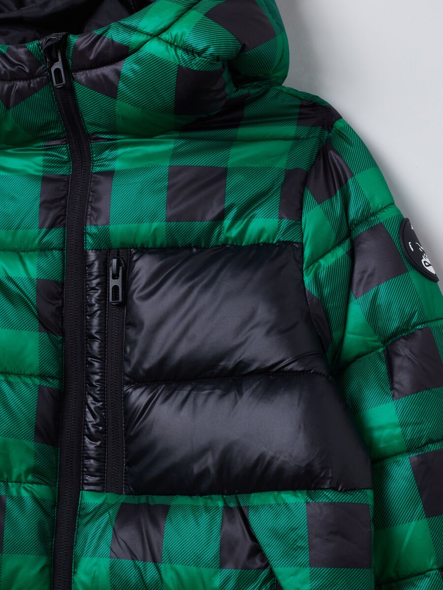 Full-zip check down jacket with hood_2