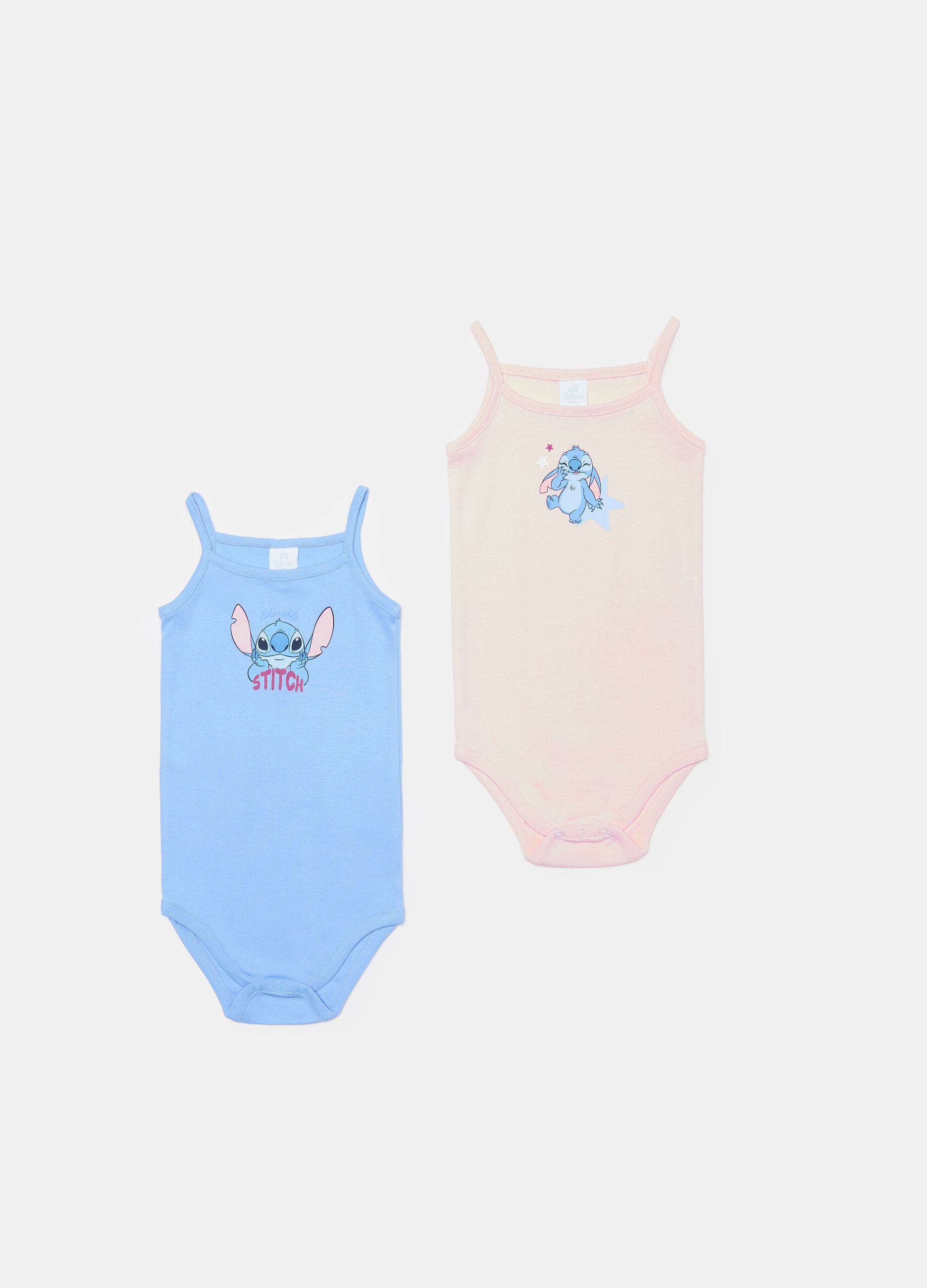 Two-pack organic cotton bodysuits with Stitch print