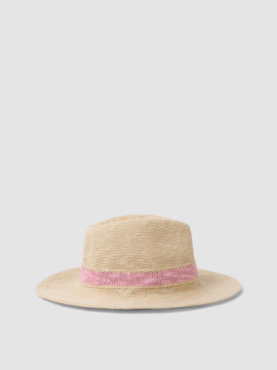 Beige wide-brim hat_0