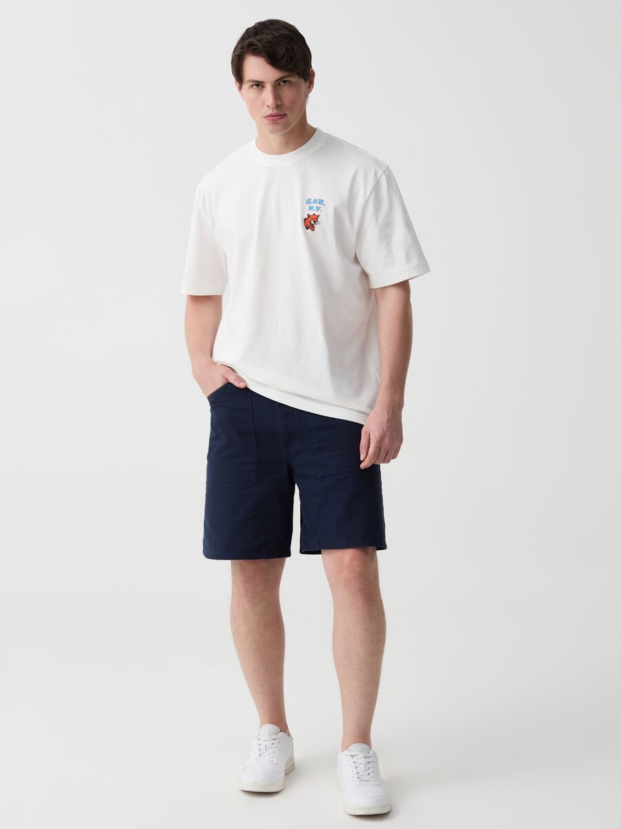 Stretch cotton dobby Bermuda shorts_0