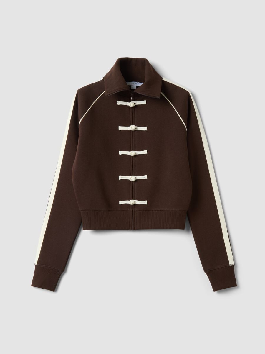 Brown cotton-blend sweatshirt with collar_4