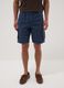 Blue linen and cotton blend cargo Bermuda shorts_1