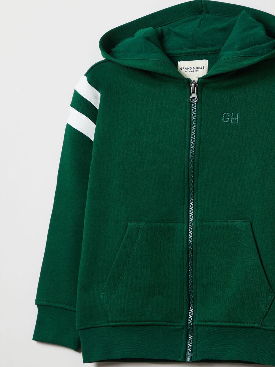 Full-zip sweatshirt with hood and striped detail_2